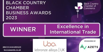 Lebronze alloys UK, lauréat des Black Country Chamber Business Awards 2023 !
